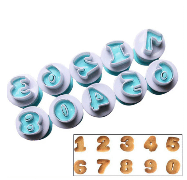 0 To 9 Numbers Fondant & Cookie Plunger Cutter Set Plastic