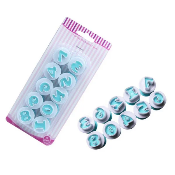 0 To 9 Numbers Fondant & Cookie Plunger Cutter Set Plastic - Image 3